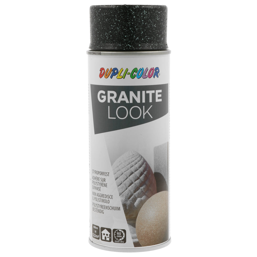 Dupli-Color Granite Look Farbspray – Schwarz, glänzend – 400 ml – für Stein, Metall, Holz