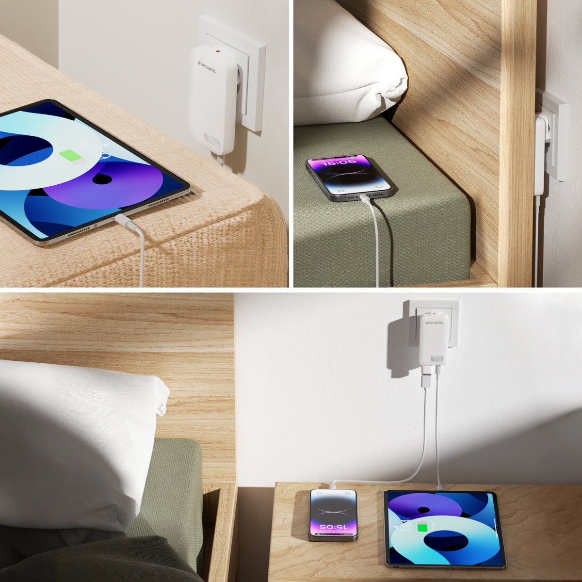 4smarts FlatPlug Slim Dual Ladegerät – 65 W, 2× USB-C, GaN – für Nintendo Switch, Laptop, Smartphone