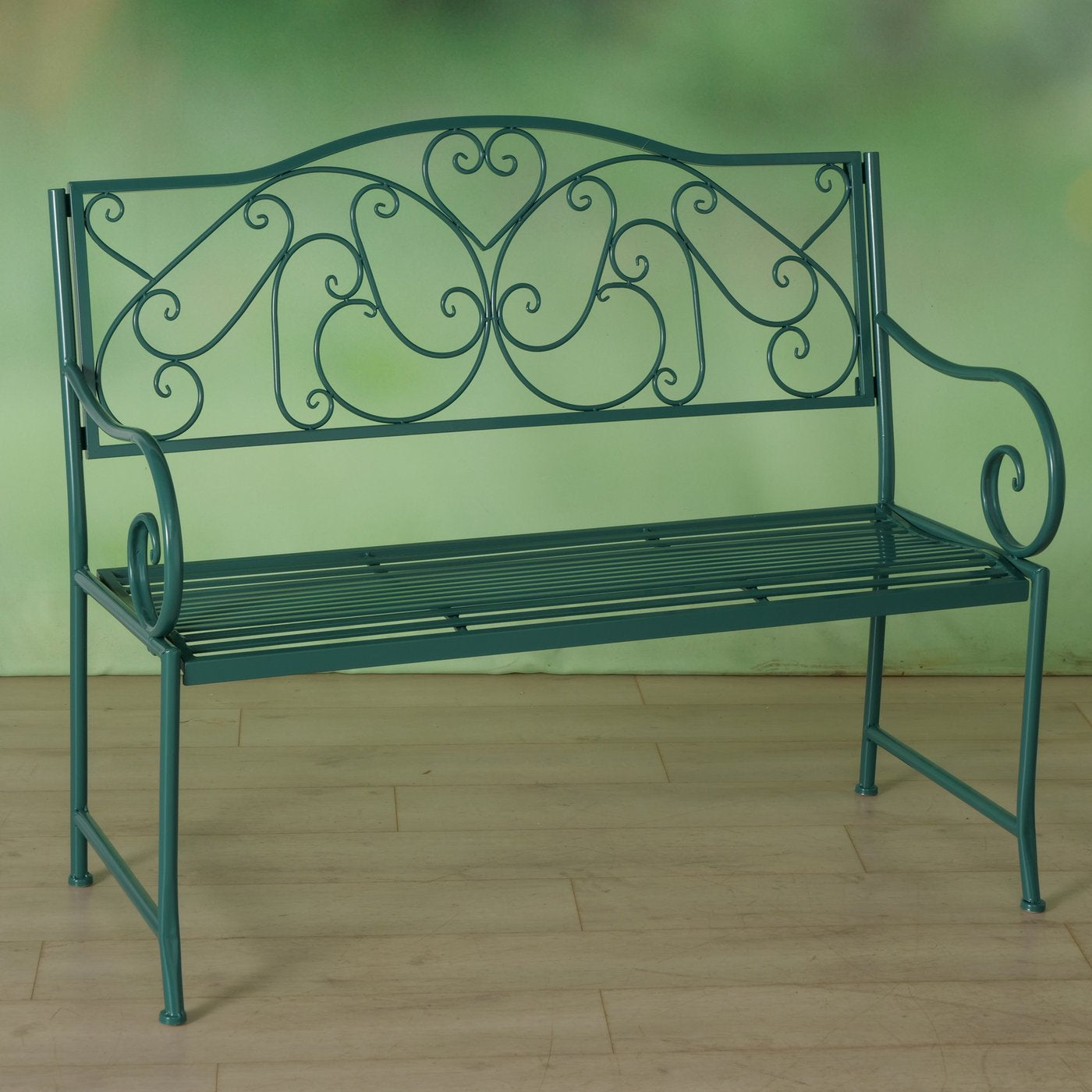 Boltze Louisa Gartenbank – B 115 × T 45 × H 98 cm – Metall, Grün – für Erwachsene und Kinder