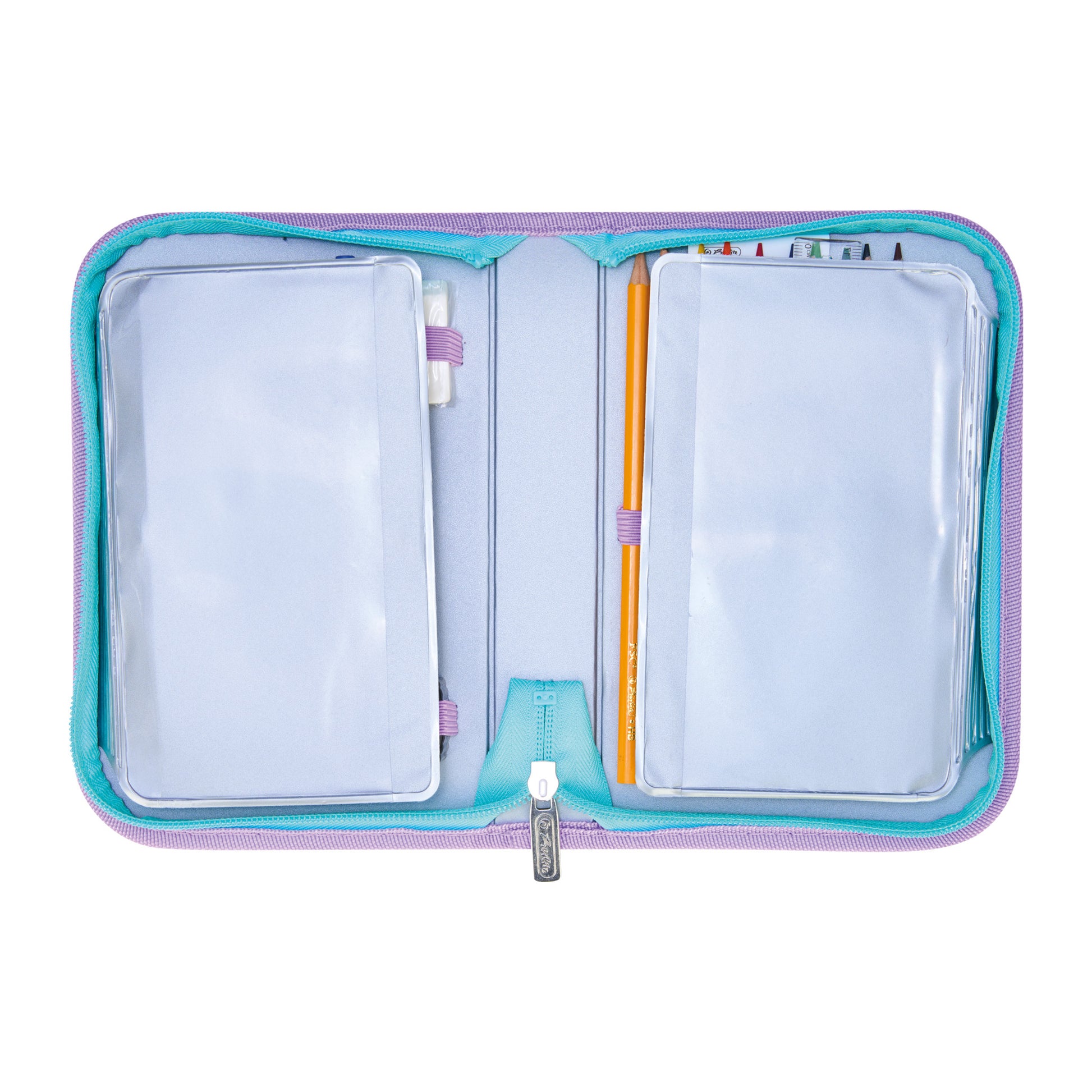 Herlitz Schüleretui, gefüllt (31-teilig), Ocean Lights, blau, Polyester, 20,5 × 14 × 3,8 cm