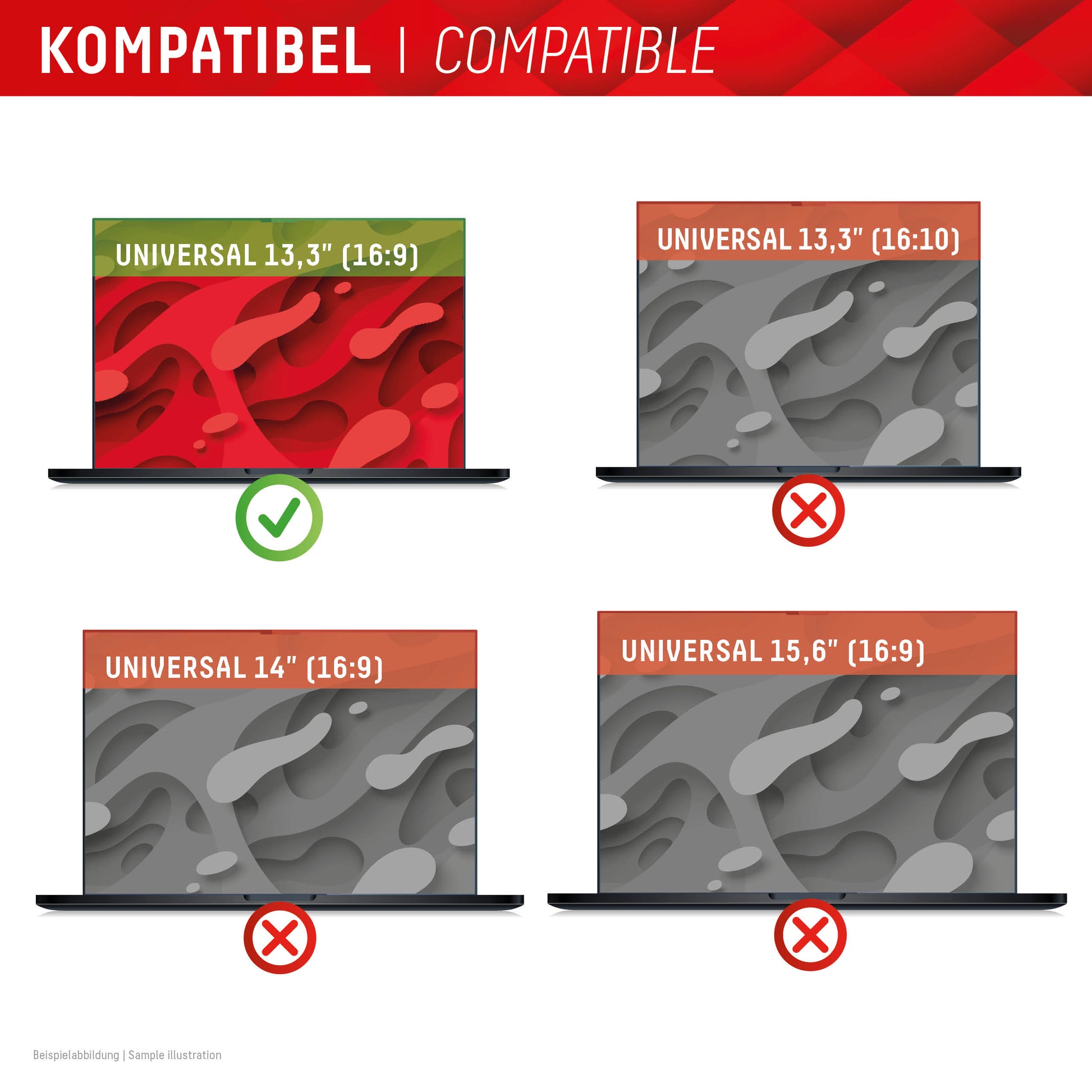 Displex Magnetischer Blickschutzfilter für Laptop 13,3", 16:9 – 300 × 176 mm, rahmenlos
