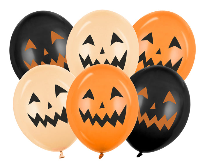 PartyDeco Kürbis Luftballons – mehrfarbig – Ø 30 cm – Latex – 6 Stk