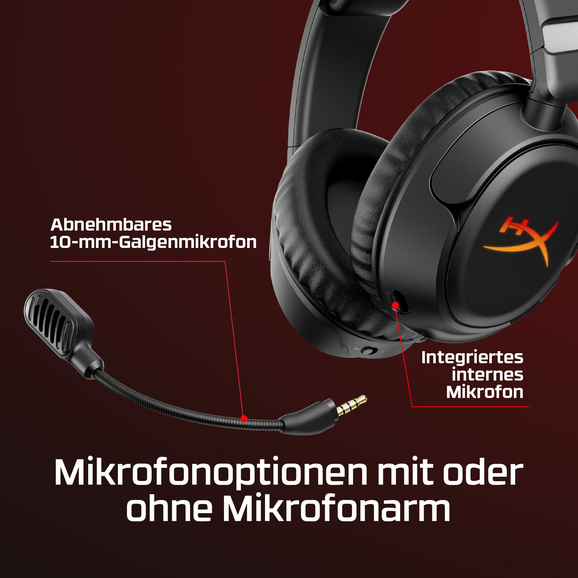 HyperX Cloud Flight 2 Gaming-Headset – Over-Ear, BT, ANC, mit USB-C-Dongle, Schwarz