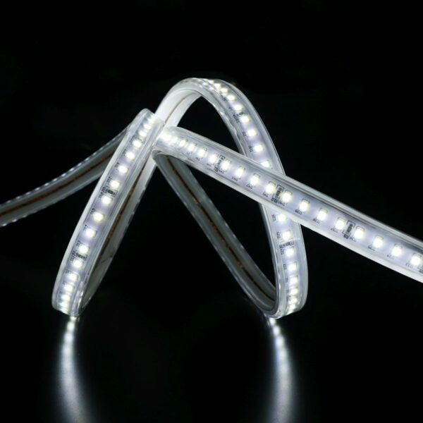 Elbro LED-Streifen Aussen – 50 m – 15'200 lm, 250 W – Kaltweiss, 4000 K – IP65 – Netzbetrieb – Transparent