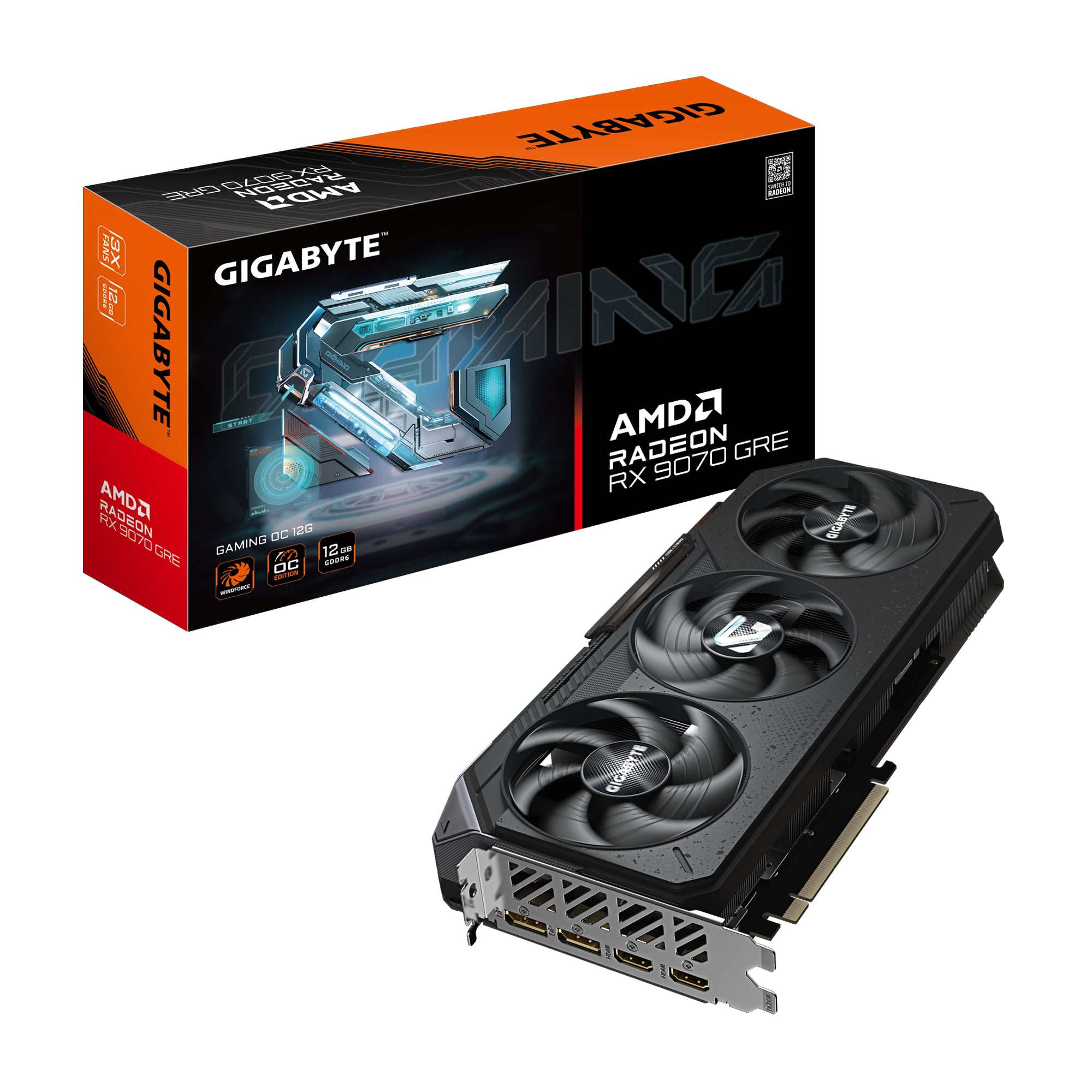 GIGABYTE Radeon RX 9070 GRE GAMING OC-12GD – Grafikkarte – 12 GB GDDR6, PCIe 5.0, 2×DP, 2×HDMI