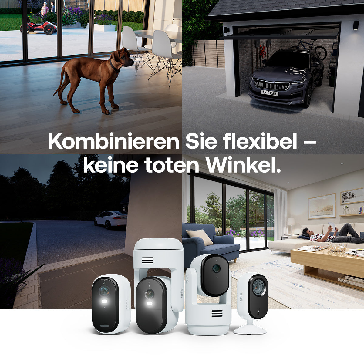Arlo VMC3380 Netzwerkkamera – 4 MP WQHD (2560 × 1440), IP65, Solar, für Apple HomeKit, Weiss