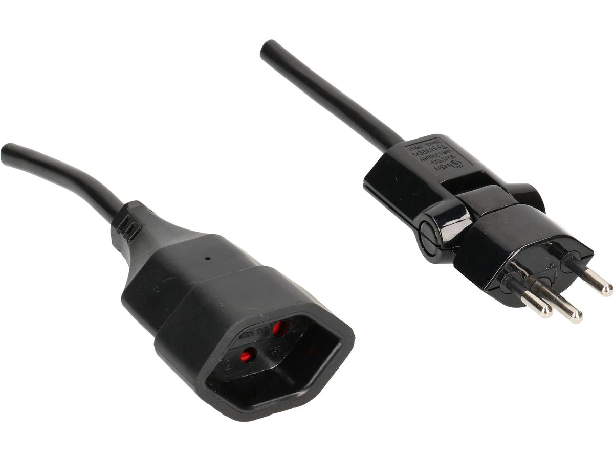 Max Hauri AG Verlängerungskabel – T12–T13, 1 m, IP20, innen, 3×1 mm² H05VV-F, schwarz