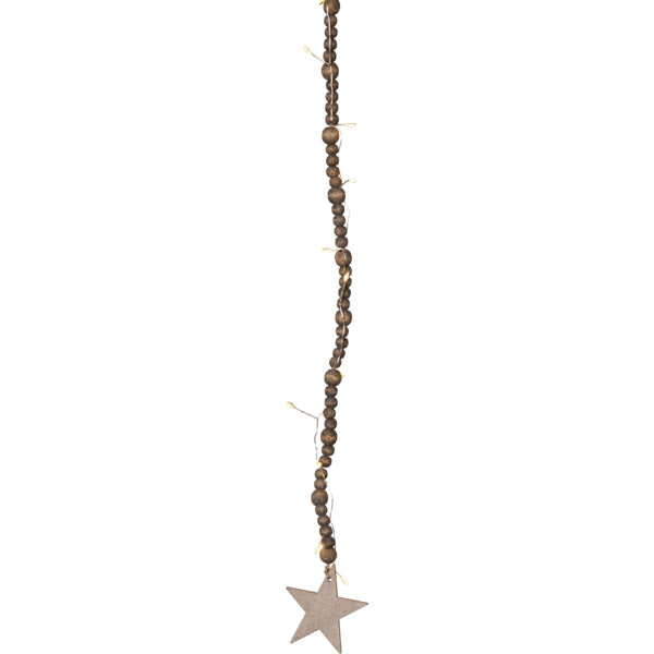 Star Trading Lichterkette Beady – Starterset, 1,5 m, Warmweiss, Braun, Batteriebetrieb, Timer, 30 LEDs