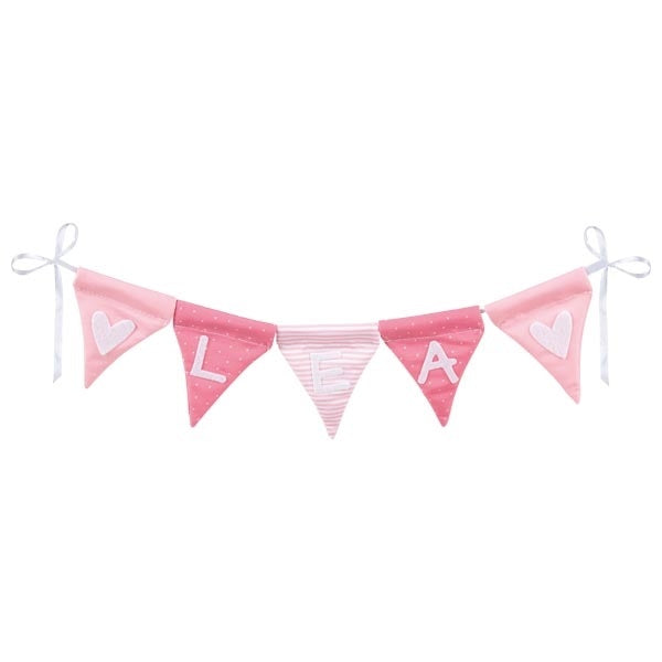 Goki Buchstaben-Wimpelkette – Rosa – 7,5 × 10 cm – Textil – Länge 150 cm