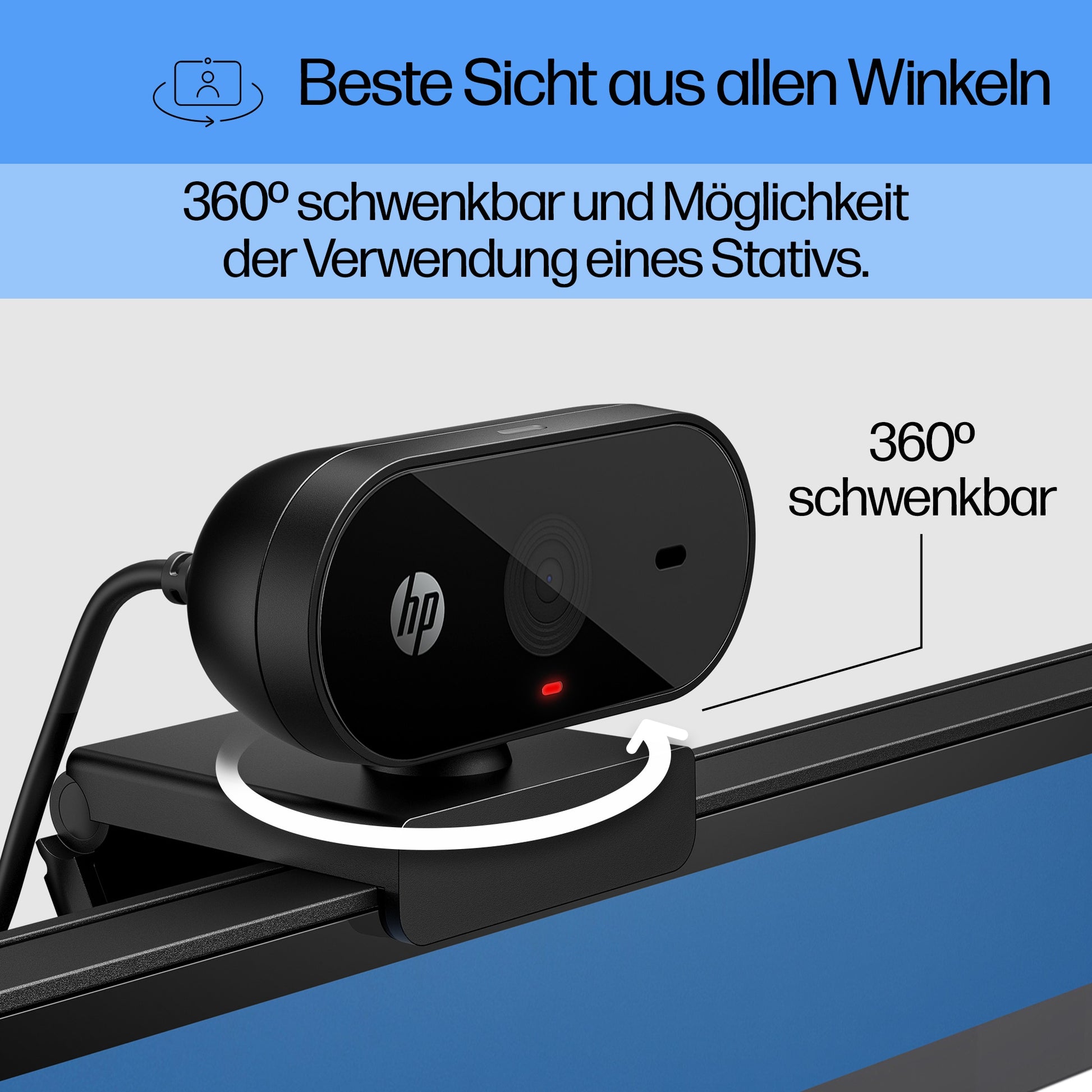 HP 320 FHD Webcam – Full HD 1080p, 30 fps, USB – Schwarz