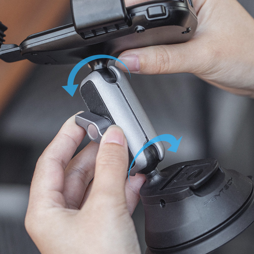 PGYTECH Auto-Halterung, Saugnapf, neigbar, drehbar – für Geräte 6,4–9,2 cm breit – Schwarz, Aluminium