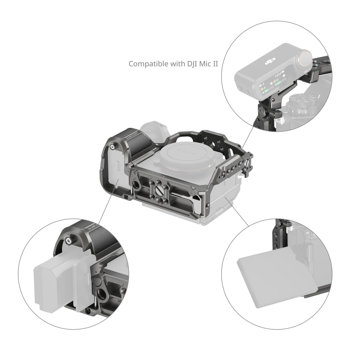 SmallRig 5187 Cage – Aluminium, 70 × 112,5 × 147,5 mm – für Sony Alpha 1 II, Alpha 9 III – Grau