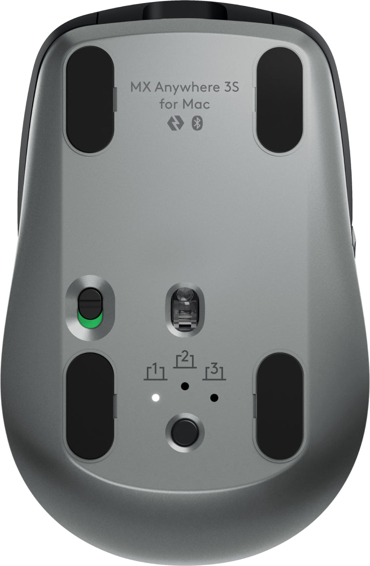 Logitech MX Anywhere 3S für Mac Mobile Maus – kabellos, aus recyceltem Kunststoff, schwarz/graphit