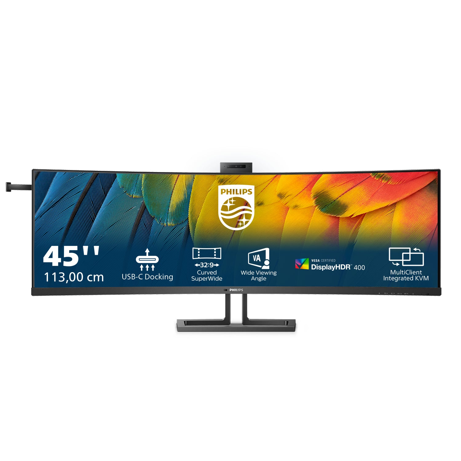 Philips 45B1U6900CH/00 – 44,5" Curved 1500R, 5120 × 1440 (DQHD), VA, USB-C 100 W, Webcam, KVM, LAN