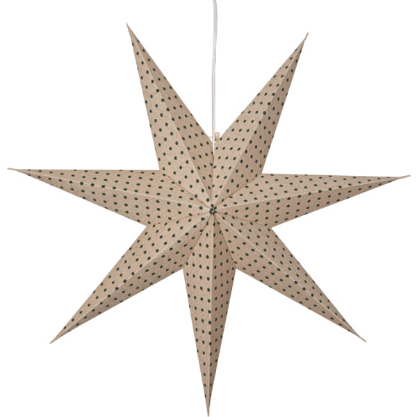 Star Trading Deckenleuchte Papierstern Cotton – 60 × 16 × 60 cm, 25 W, Warmweiss, Beige/Rot, exkl. E14