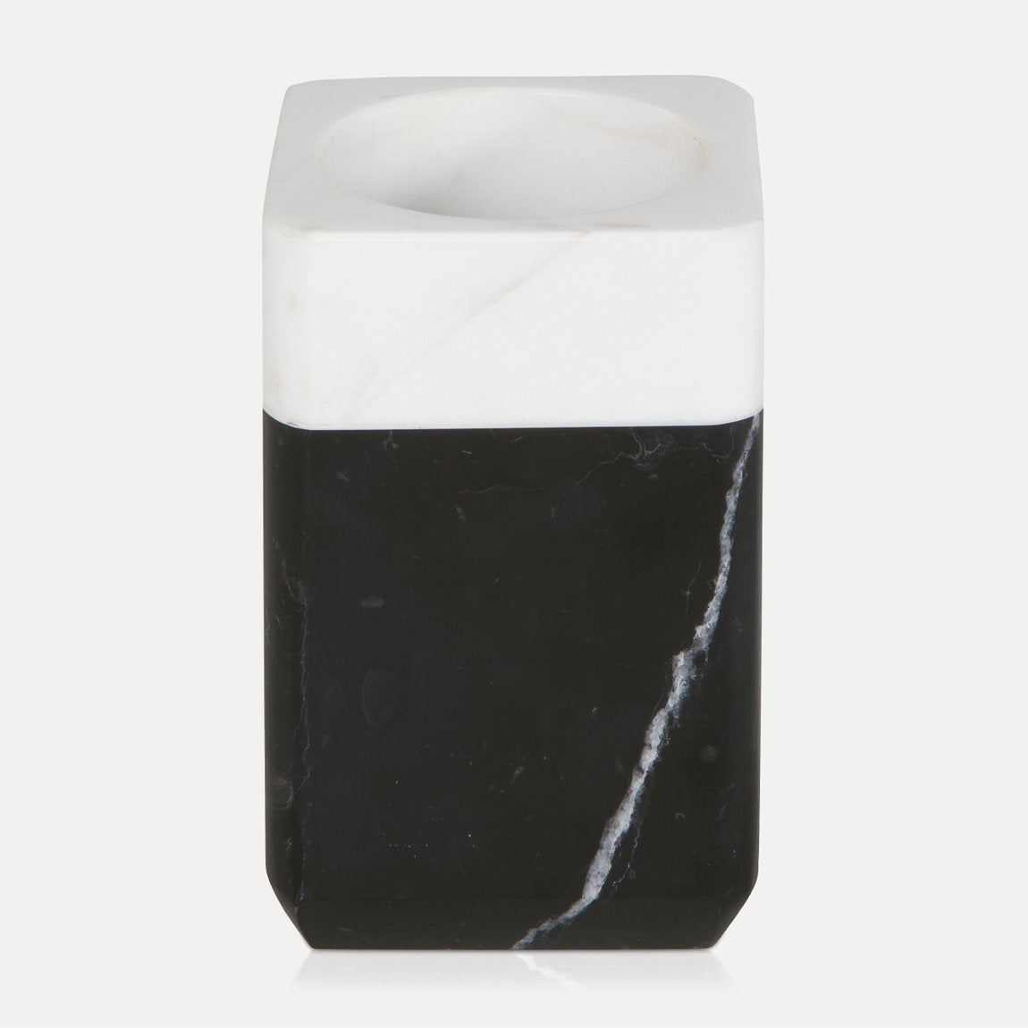 Möve Zahnbürstenhalter – Marmor, 7,1×7,1×11,1 cm, Schwarz/Weiss