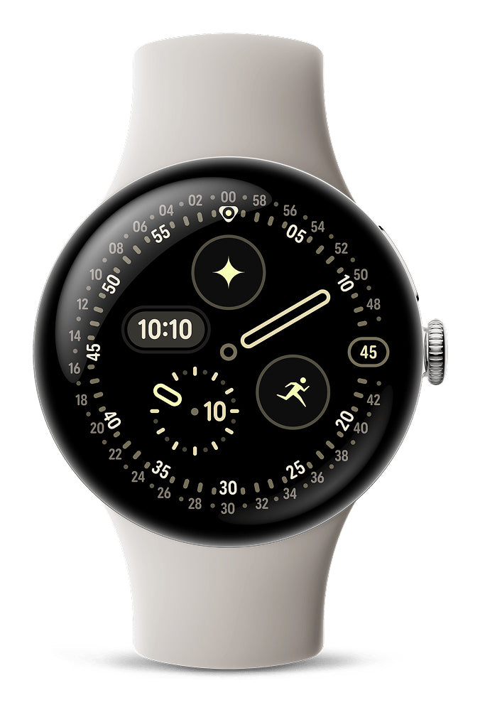 Google Pixel Watch 4 41 mm GPS + Cellular – Aluminium Silber, Sportband, Beige, 50 m, für Android