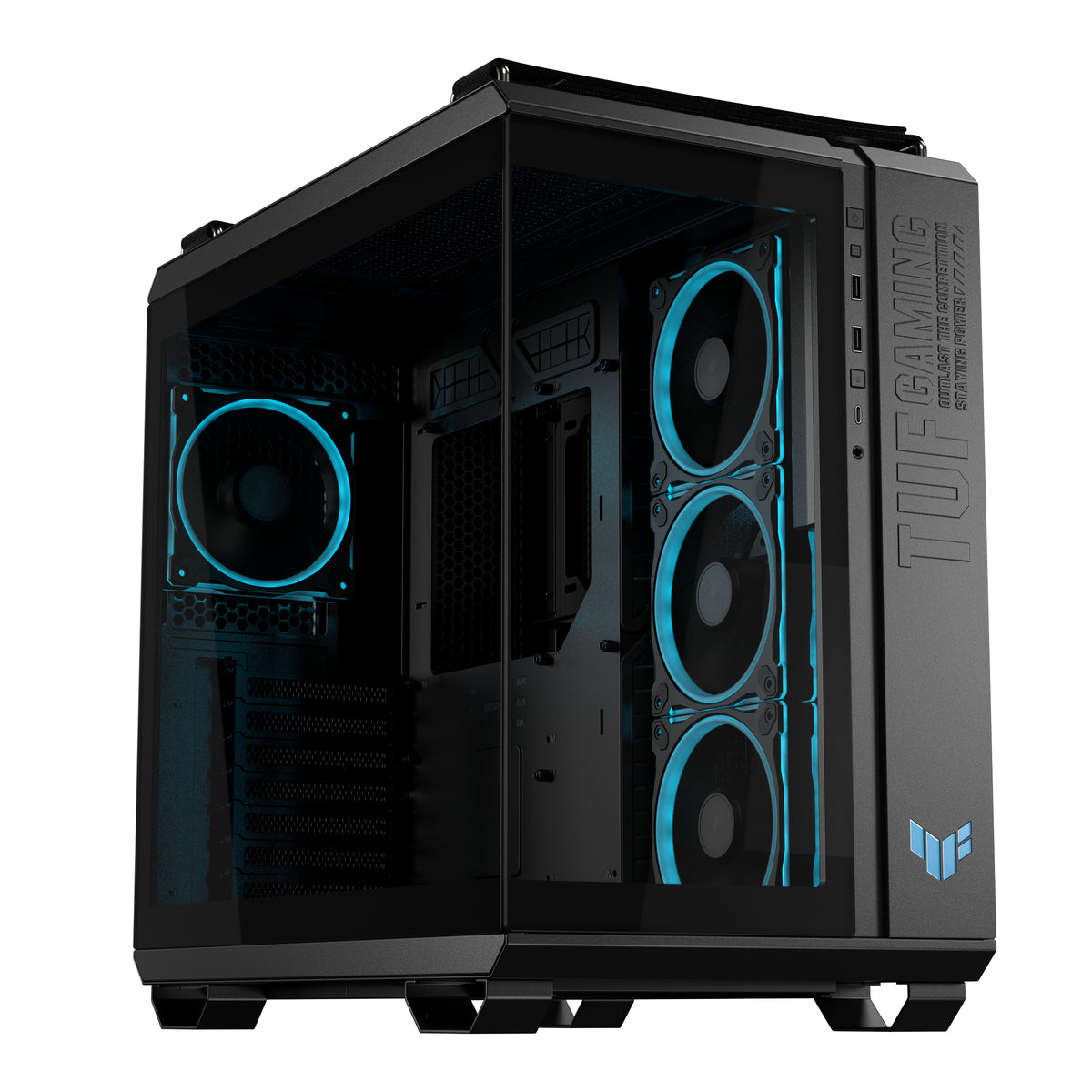 ASUS TUF Gaming GT502 Horizon TG – PC-Gehäuse – ATX/mATX/Mini-ITX, 4×3,5", 4×2,5", Seitenfenster, Schwarz