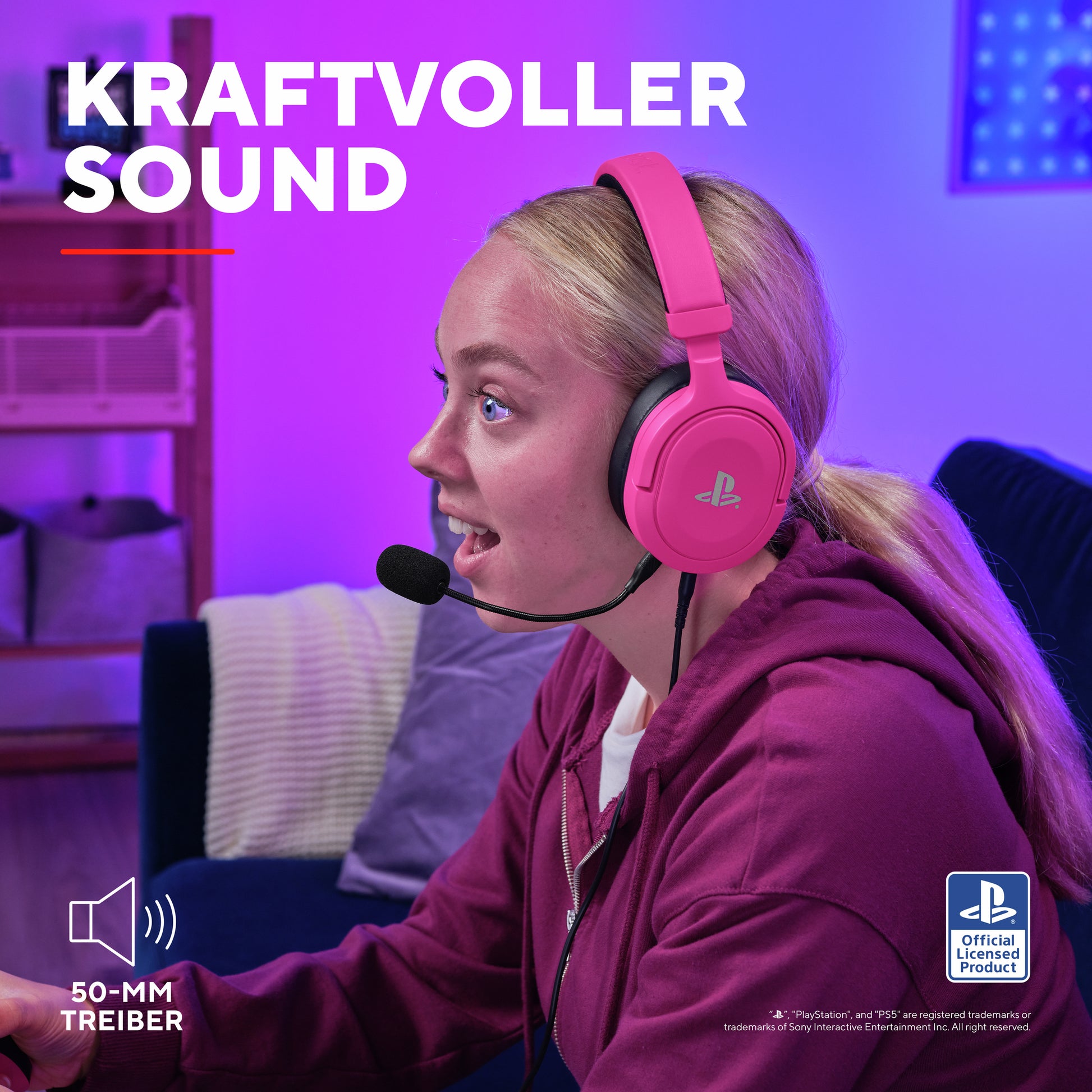 Trust GXT 498P Forta Gaming-Headset – Over-Ear, Stereo, Kabelgebunden, 3,5 mm Klinke, Rosa