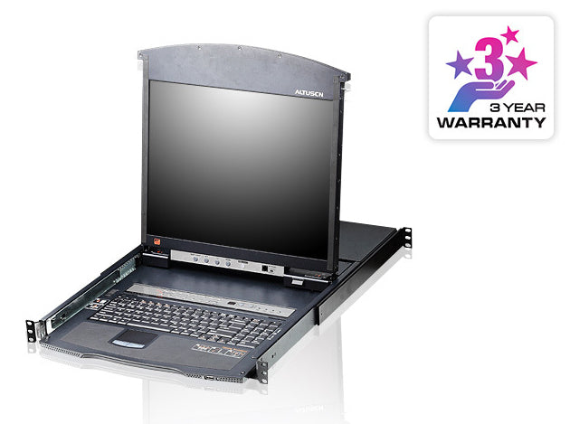 ATEN KL1516AM – KVM-Switch – 19" Rack, 1U, 17" LCD, 16× Ports, VGA, US-Layout, Schwarz