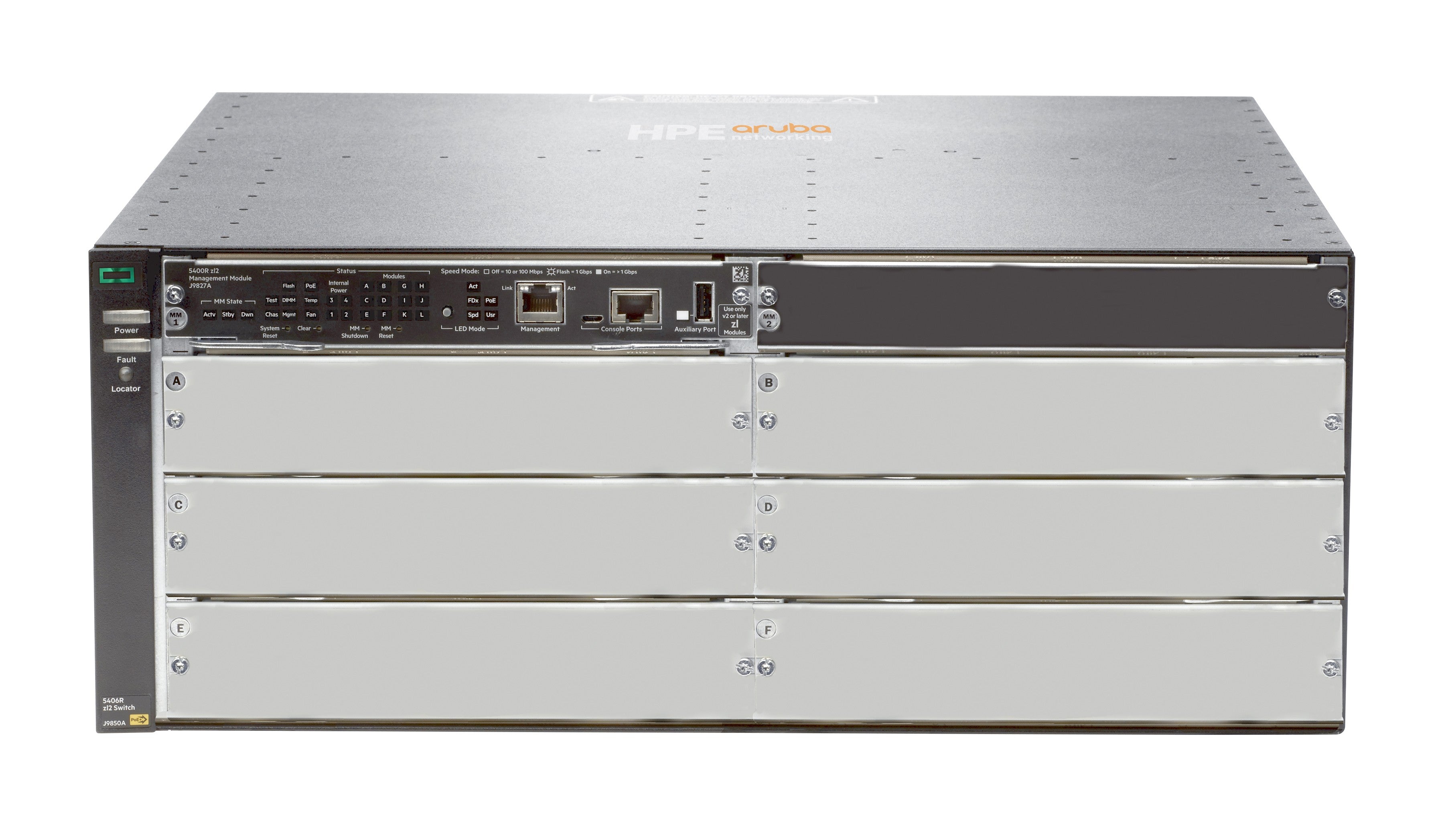 HPE 5406R zl2 J9821A – Managed Switch – modular, 6×Modulsteckplätze, bis zu 48×10G, bis zu 144×GbE