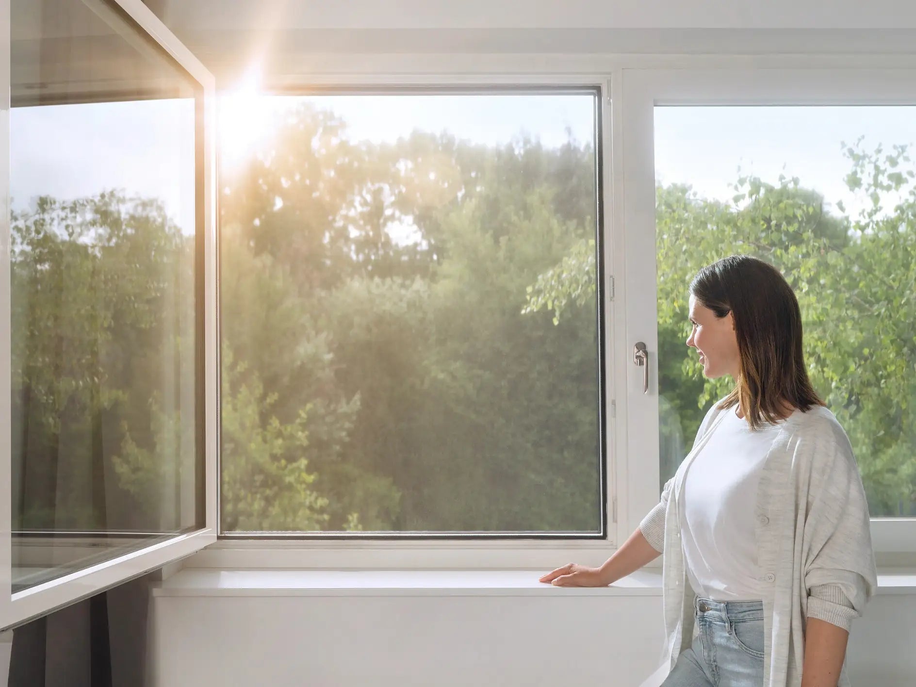 TESA Fenster-Fliegengitter – 120 × 240 cm – Anthrazit – Polyester – Klettband – Für Fenster