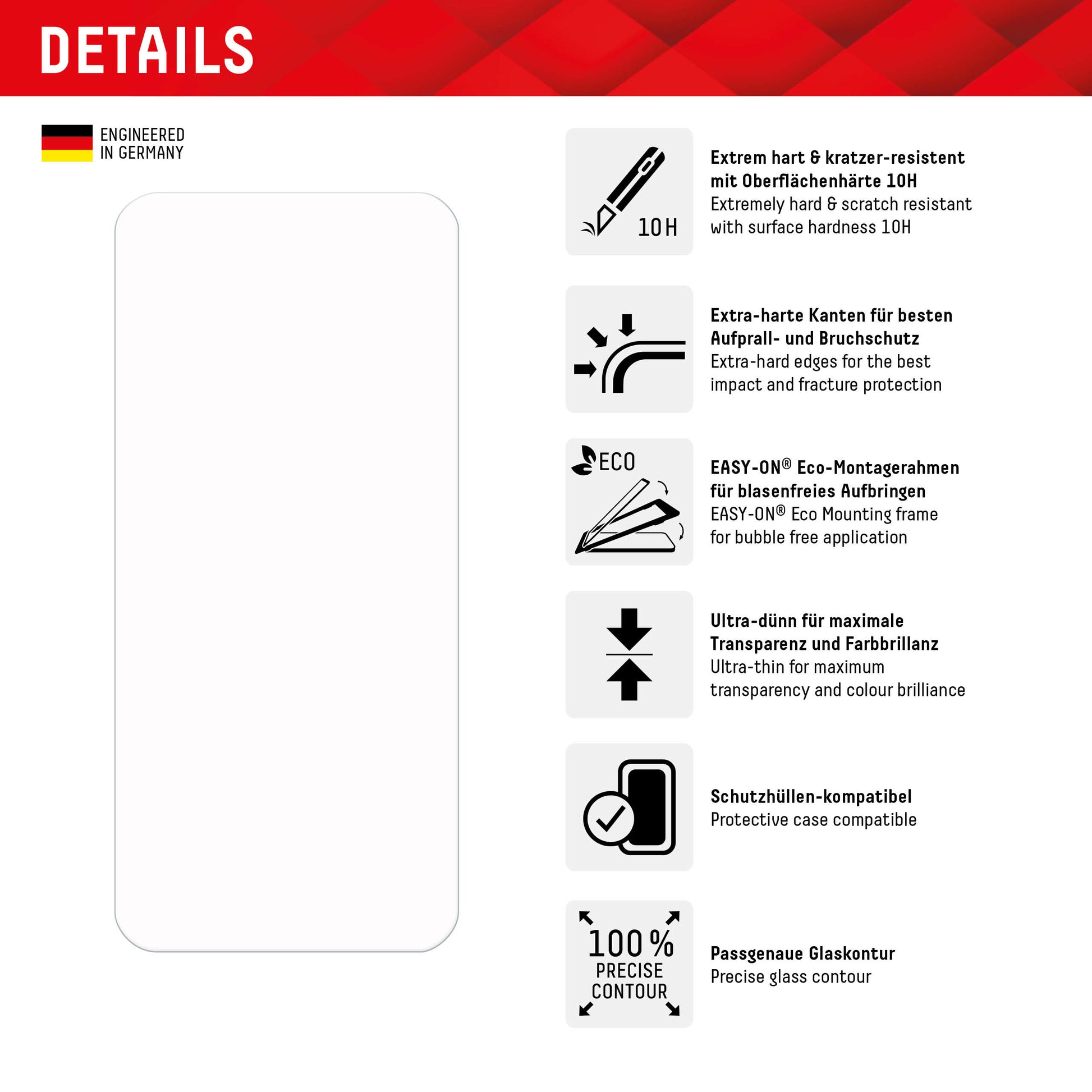 Displex Backcover – für Samsung Galaxy A54 5G, Gehärtetes Glas, Transparent, Panzerglas (10H)