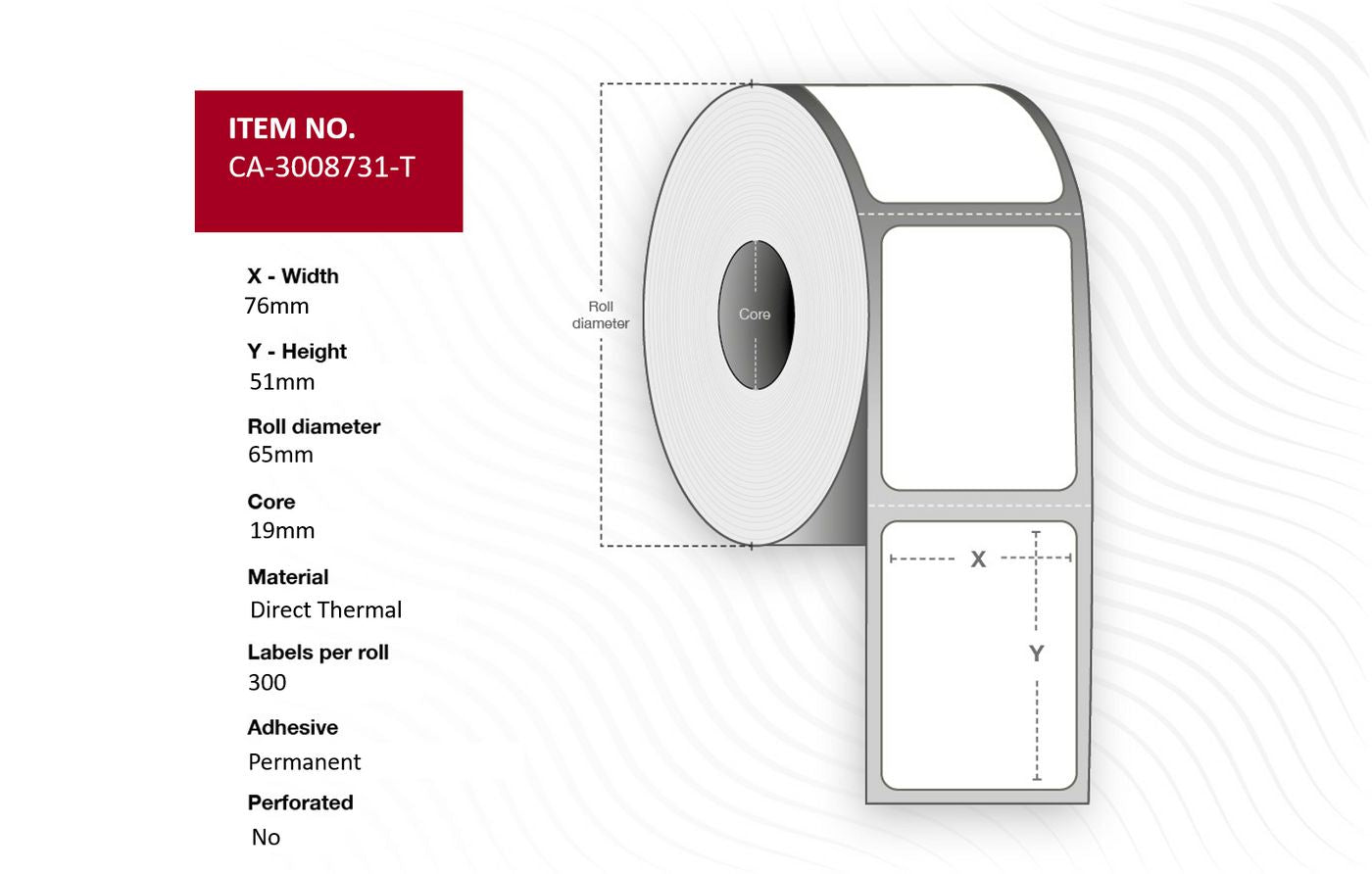 Capture Drucketiketten, 76 mm × 51 mm, Thermopapier, unbeschichtet, permanent