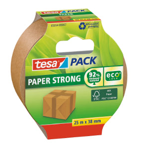 tesa Papier-Verpackungsband – 38 mm × 25 m, braun, stark, eco:plus