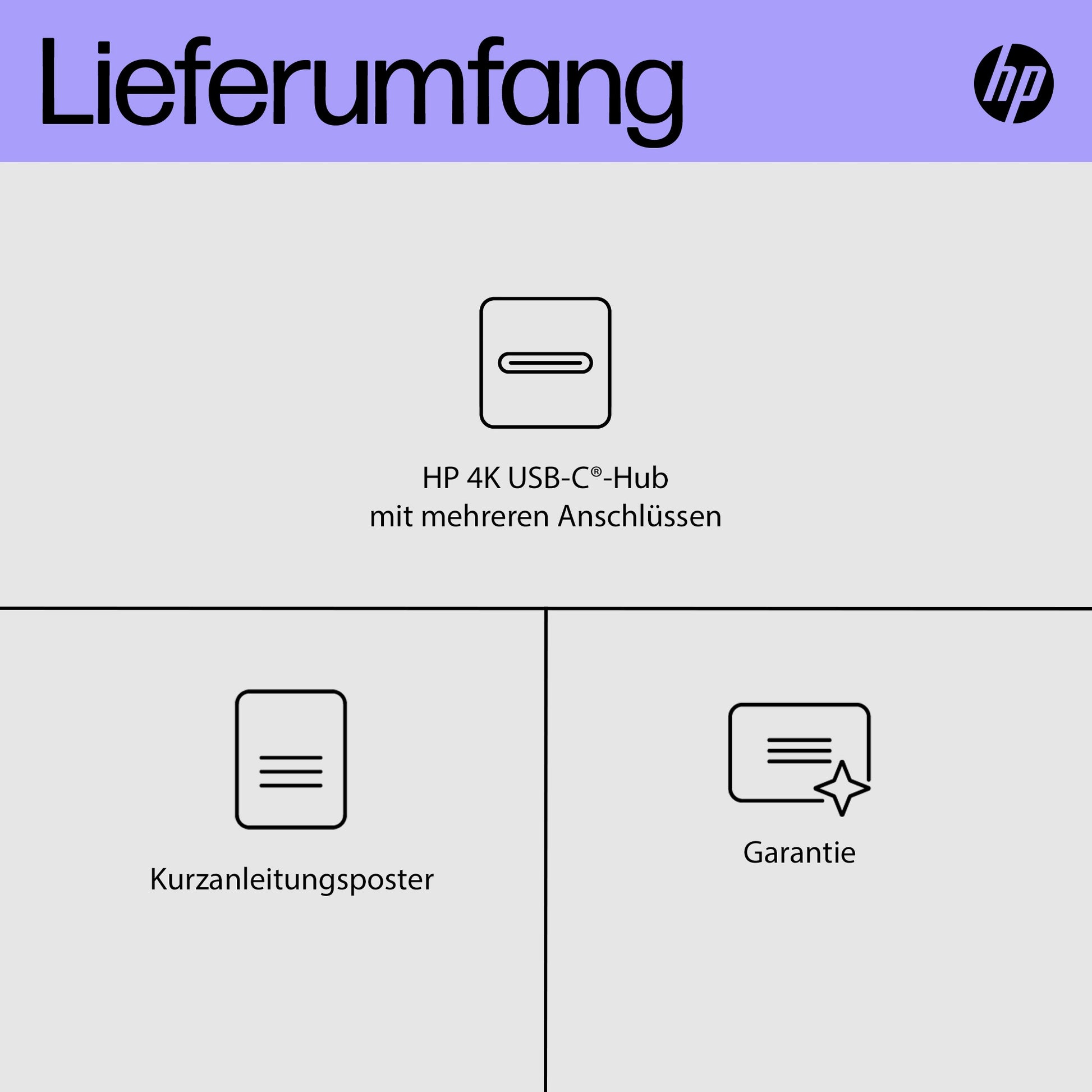 HP Multiport-Adapter – USB-C, DP (Alt Mode), 2× USB-C (10 Gbit/s)