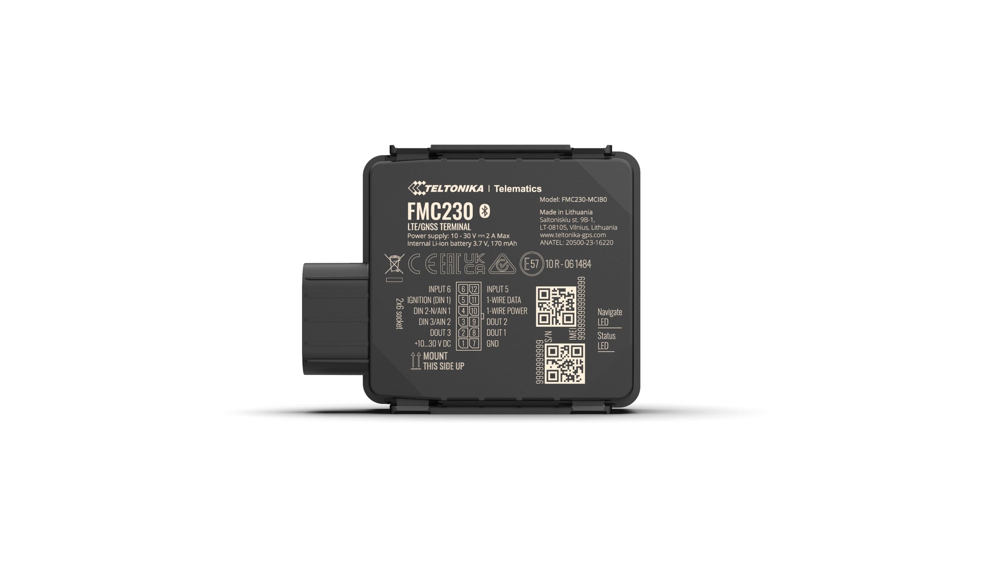 Teltonika FMC230 – GPS-Tracker, LTE (CAT 1), IP67, Single SIM, 6 h Akku, 170 mAh, Schwarz
