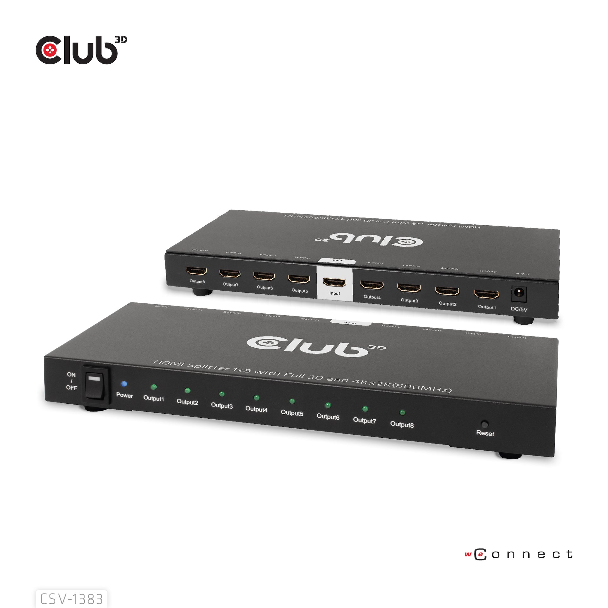 CLUB3D Club 3D – HDMI-Splitter 1×8, externes Netzteil, passiv