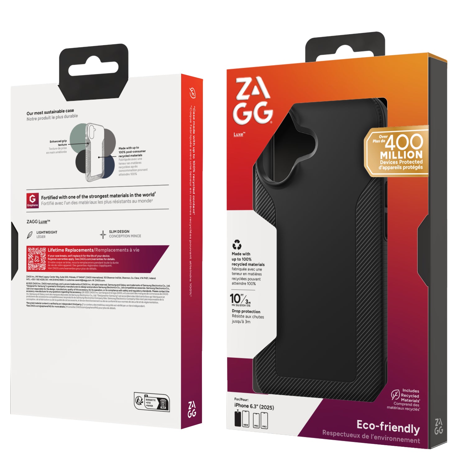 ZAGG Luxe Snap Backcover – für Apple iPhone 17, MagSafe, Graphen, Schwarz, bis 3 m Sturzsicher