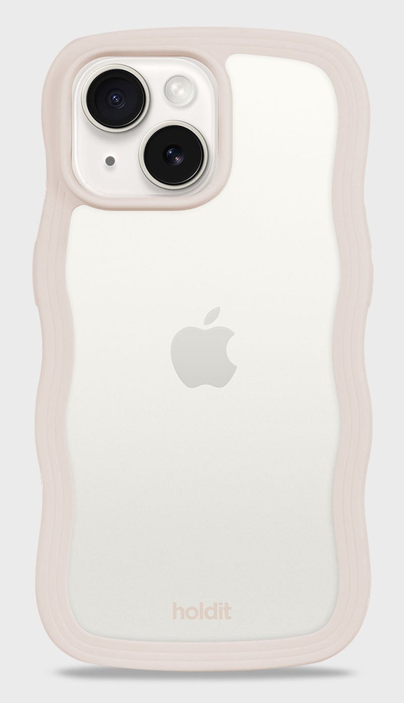 Holdit Wavy Case Backcover – für Apple iPhone 13, PC+TPU+Silikon, Beige/Transparent