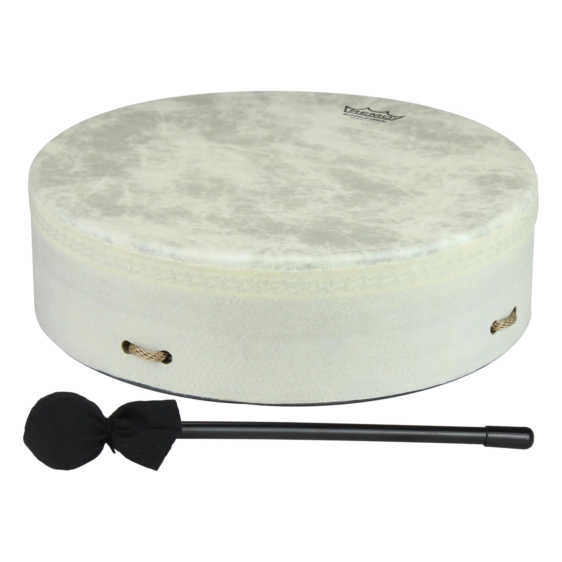 REMO Buffalo Drum Spielzeug-Musikinstrument – Ø 20,3 cm – weiss – mit Schlägel