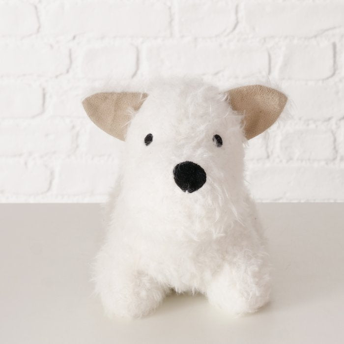 Boltze Türstopper 13 × 27 × 17 cm, Plüsch/Polyester/Sand, Weiss, freistehend