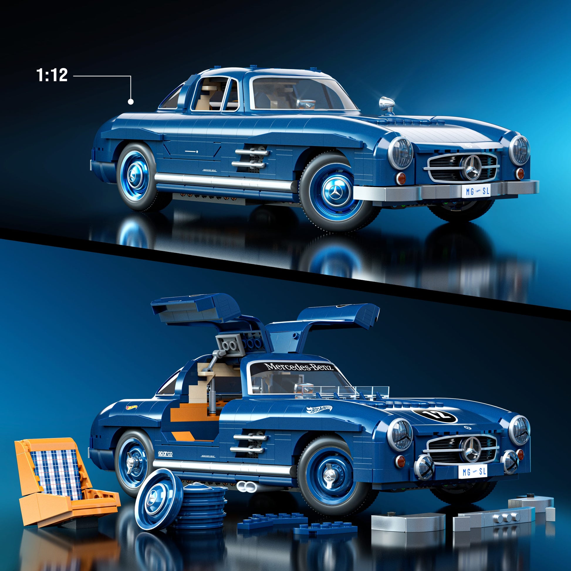 Hot Wheels 3D-Puzzle Mercedes-Benz 300 SL – 1600 Teile – Kunststoff – ab 17 J. – mehrfarbig