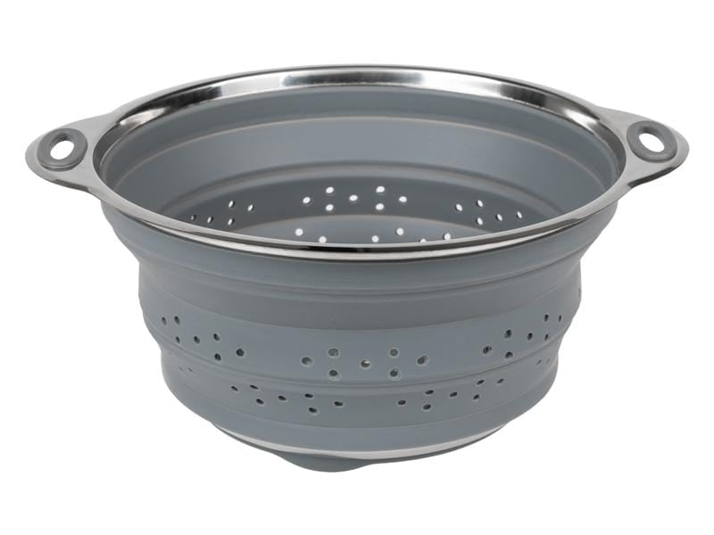 KOOR Faltbares Abtropfsieb Ø 28 × 12 cm, Silikon/Edelstahl, Grau