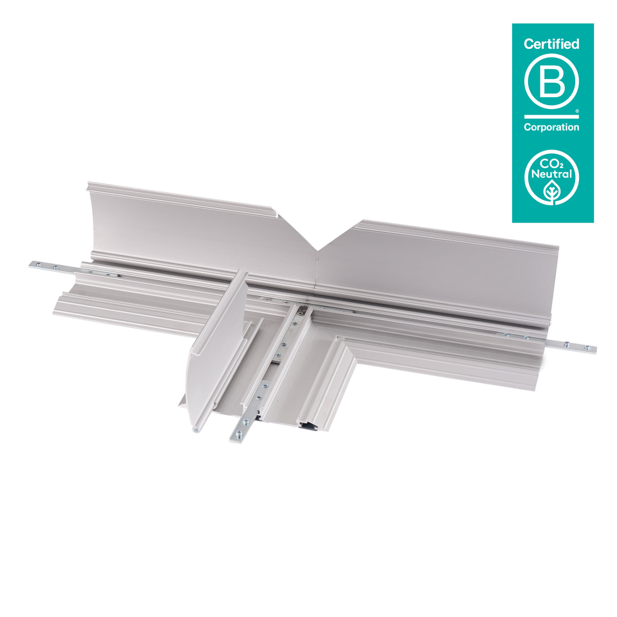 Dataflex Addit 462 – Kabelschutz T-Verbindung, Aluminium, 2 Kabelkanäle, 500 kg, Silber
