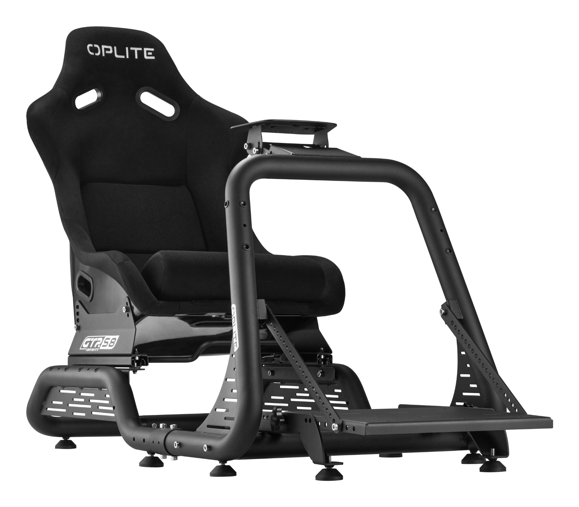 Oplite S8 Infinity – Rennsport-Cockpit, Karbonstahl/Fiberglas, 150 kg, für Fanatec, Thrustmaster, Logitech