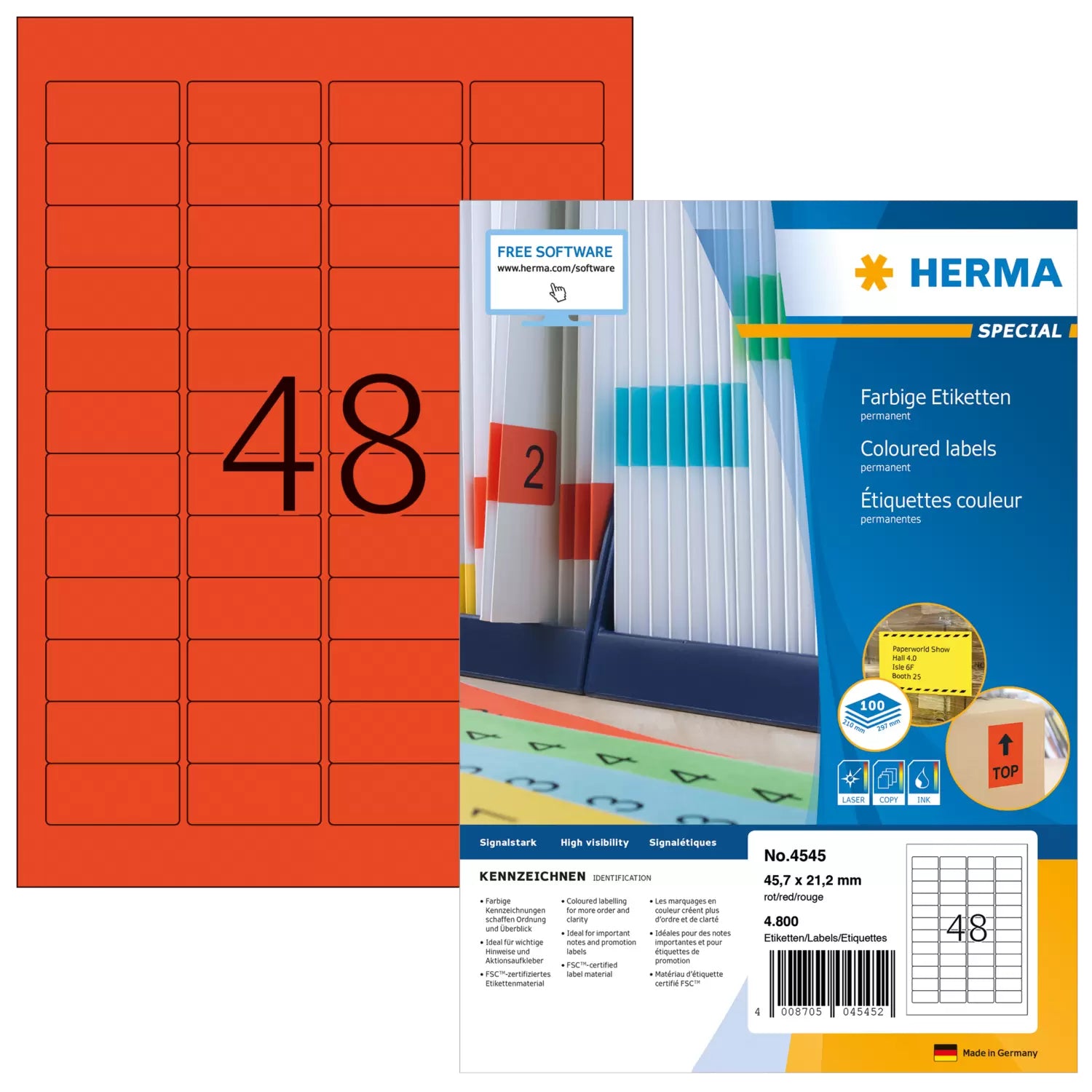 HERMA Selbstklebende Etiketten, Rot