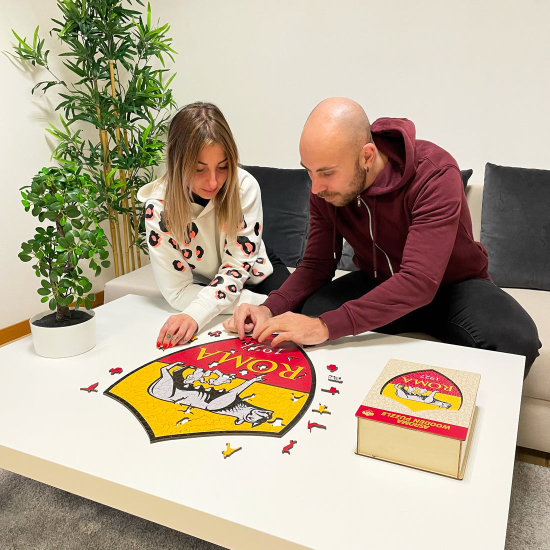 Iconic Puzzles Puzzle AS Roma Logo – 150 Teile – 21 × 27 cm – ab 10 Jahren – Holz – Mehrfarbig