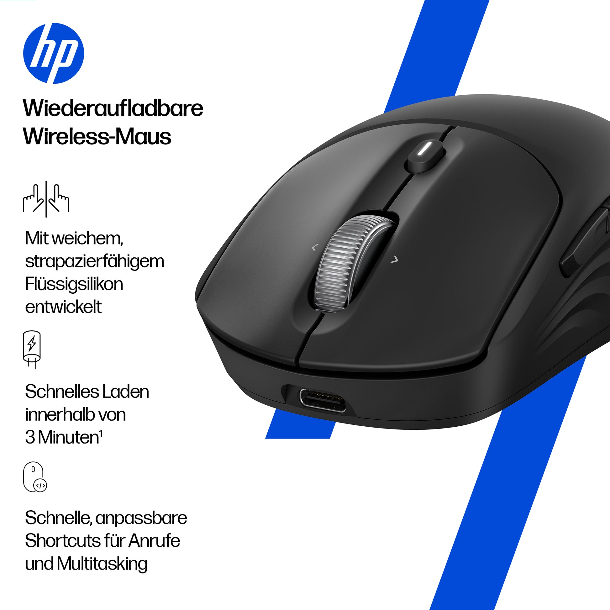 HP 705 – Maus – Kabellos (Bluetooth/2,4 GHz), Schwarz