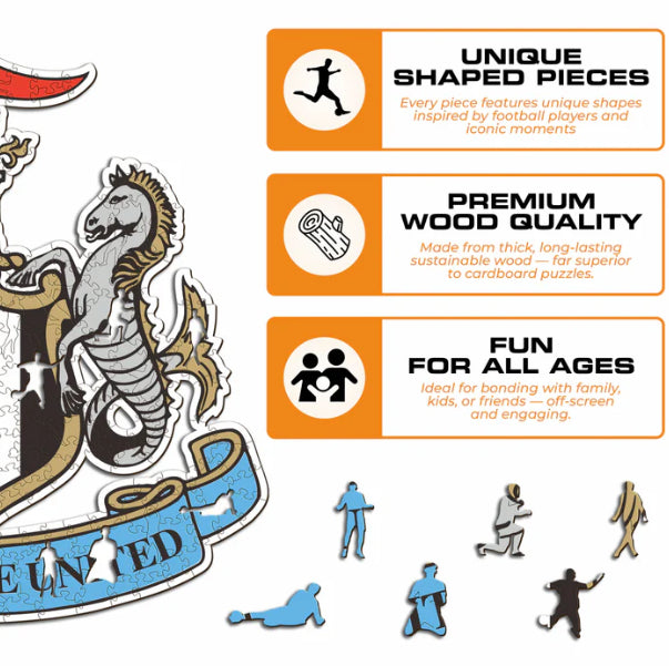 Iconic Puzzles Puzzle Newcastle United FC – 150 Teile – 27 × 27 cm – ab 10 J. – Holz – Mehrfarbig