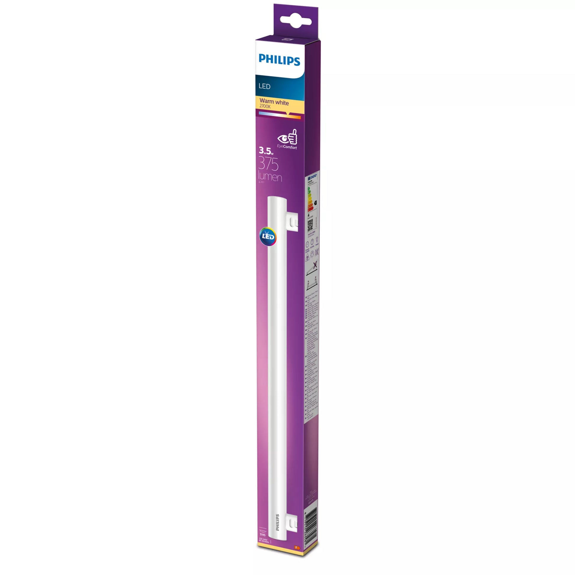 Philips by Signify Philips LED-Leuchtmittel S14s Stabform 500 mm – Warmweiss 2700 K, 375 lm, 3,5 W – Weiss, Kunststoff – Philinea