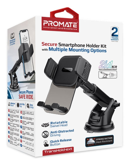 Promate Transhold-ext – Foto-/Video-Griff – erweiterbar, 360° drehbar – Schwarz