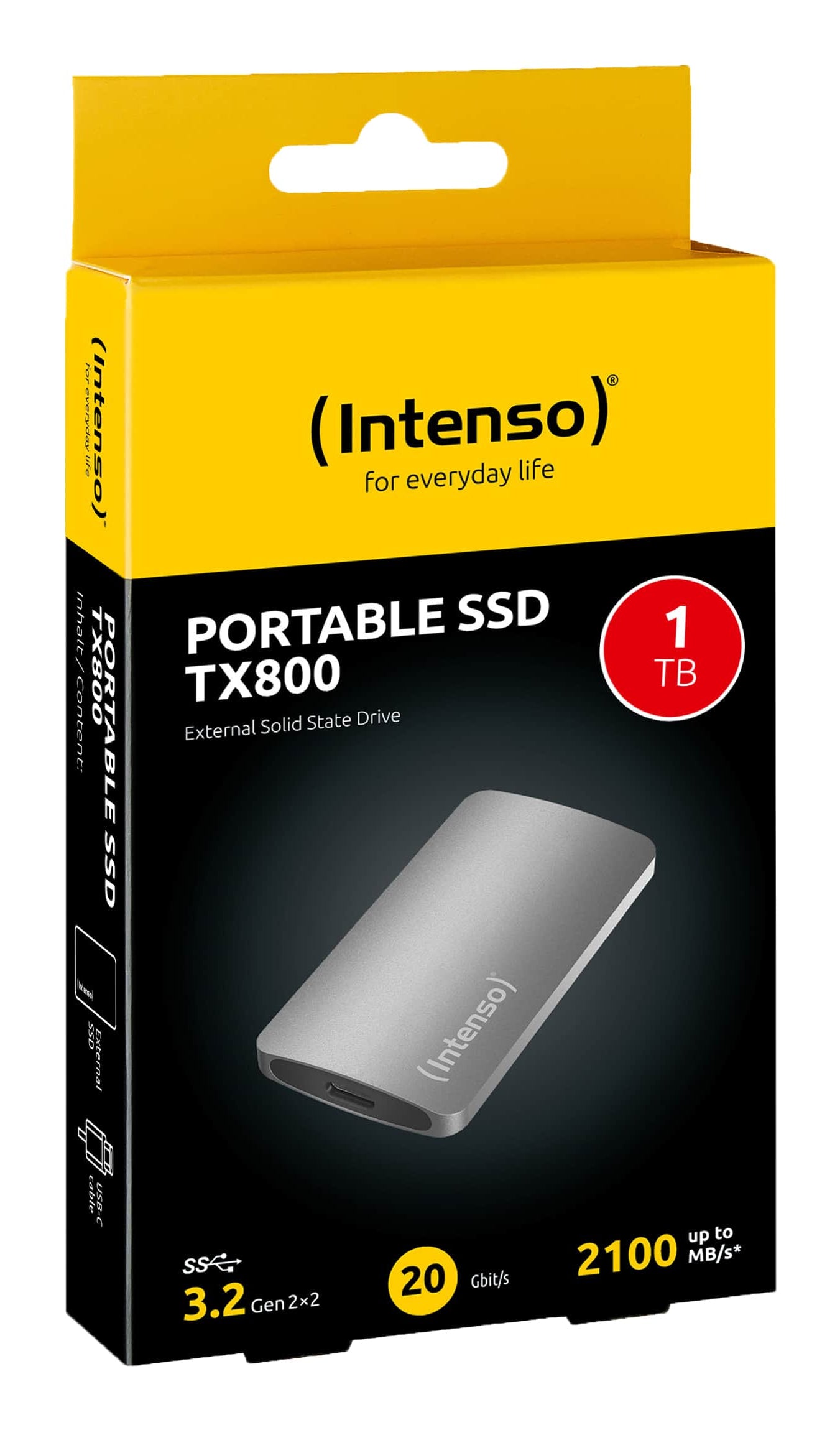 Intenso TX800 – Externe SSD, 1 TB, USB 3.2 Gen 2×2 (20 Gbit/s), USB-C, Anthrazit