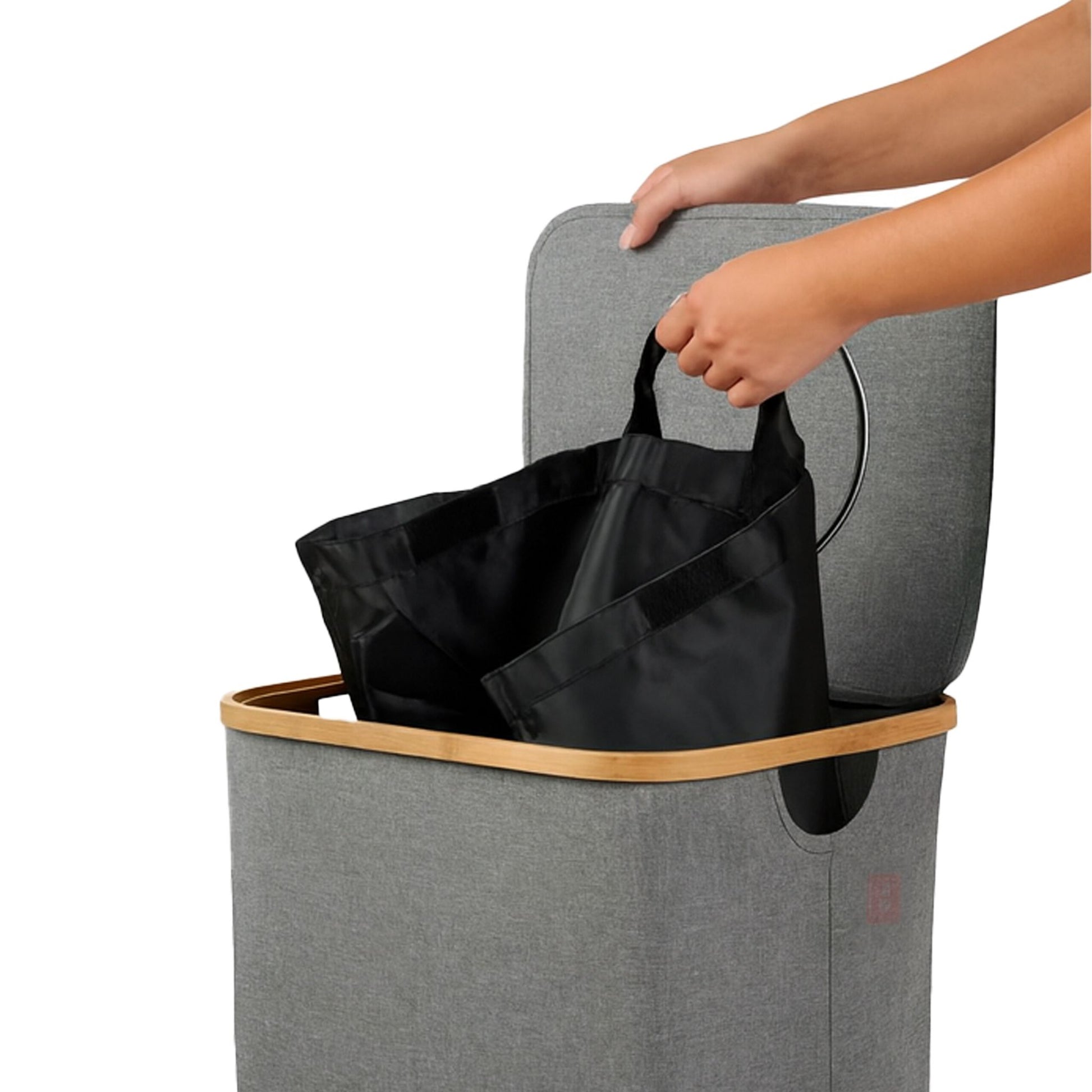 Relaxdays Recyclingbox – 100 l – Kunststoff, rechteckig – grau – mit Deckel, mit Griffen