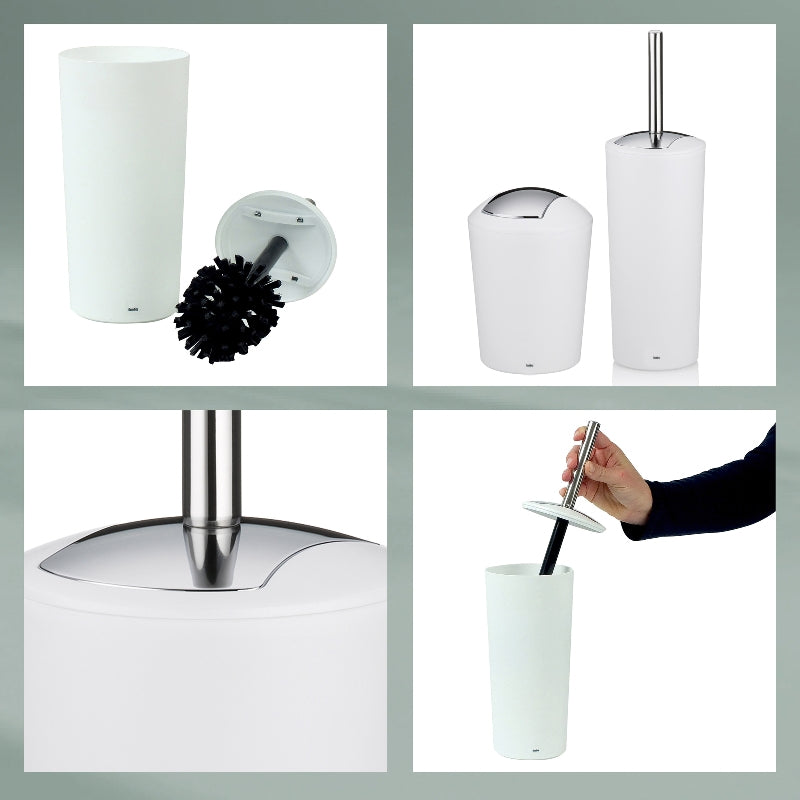 Kela WC-Bürstenset – Kunststoff, Edelstahl, schwarz, mit Deckel, H 36,5 cm, Ø 11 cm