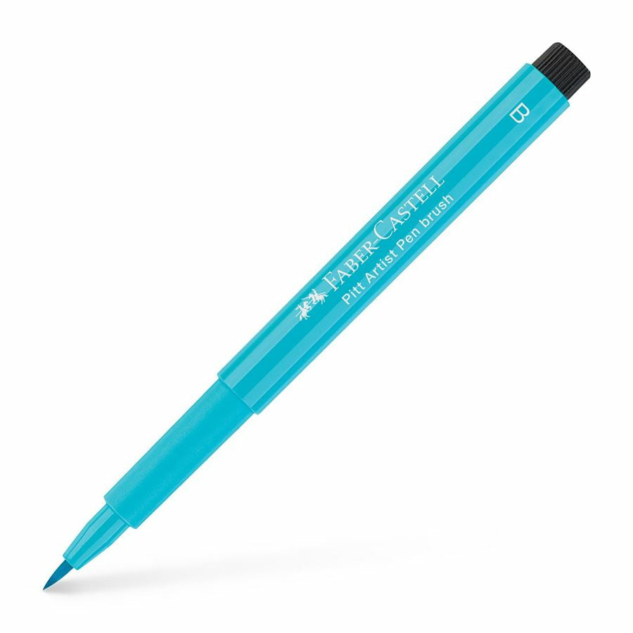 Faber-Castell Pitt Artist Pen Brush Pinselstift – 2,5 mm, pigmentiert, wasserfest, hellkobalttürkis
